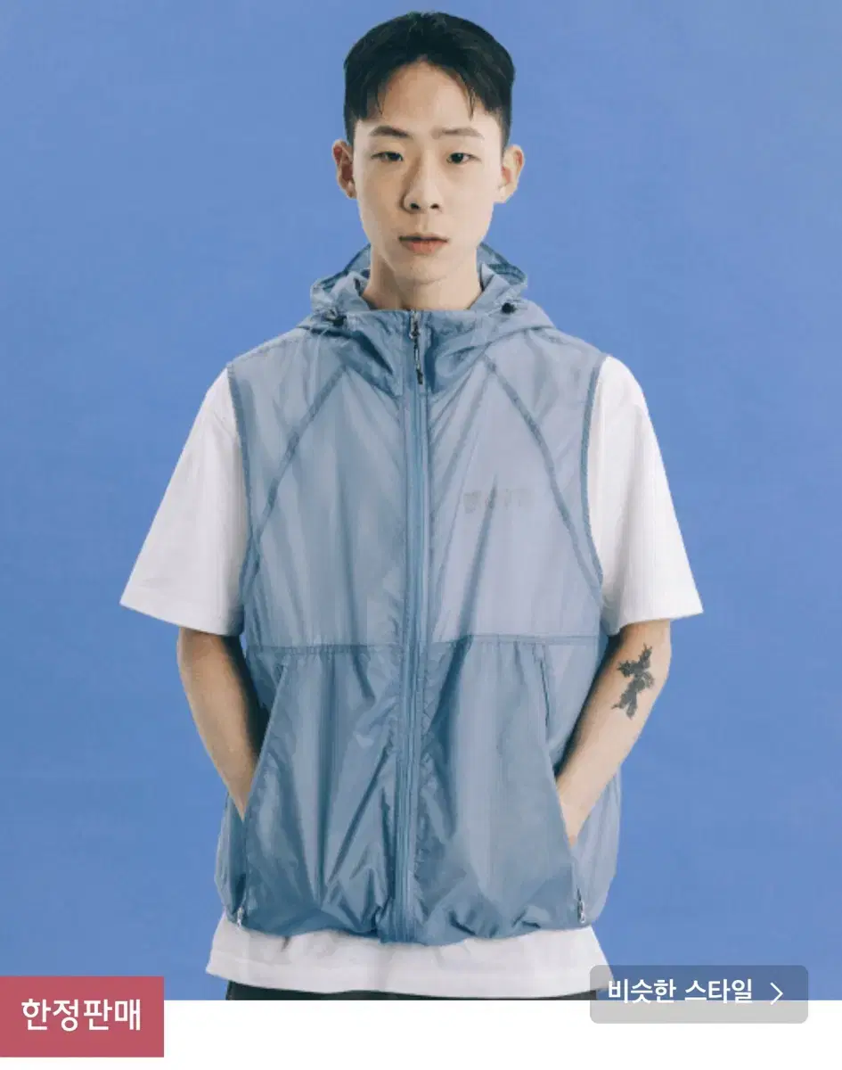 피지컬에듀케이션디파트먼트 WIND HOODIE VEST BLUE L